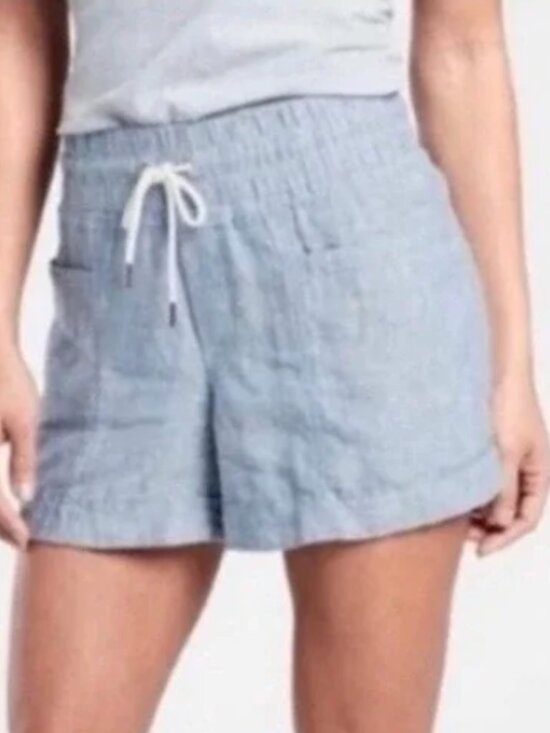 Athleta Pants - Athleta Cabo Linen 4" Short, Size 4, Blue